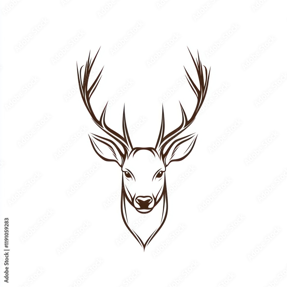 Fototapeta premium Elegant deer head illustration, isolated, white background, logo design
