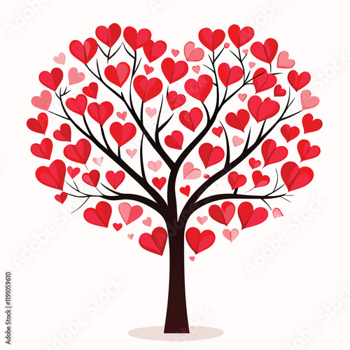 valentine card with hearts tree icon silhouette vector illustration for photo overlays t-shirt print flyer poster design
