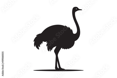 Minimal ostrich bird vector silhouette 