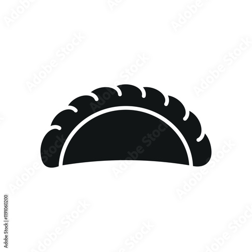 Empanada food icon featuring a modern and minimalist design, ideal for creating a fresh and trendy vibe in fusion food, branding, or dining-themed designs