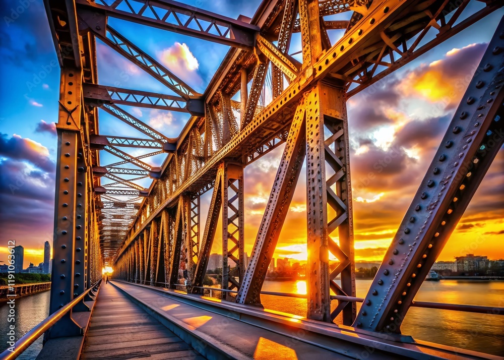 Steel Bridge Structure: High-Resolution Stock Photo of Modern Steel Framework Steel Bridge Structure: High-Resolution Stock Photo of Modern Steel Framework