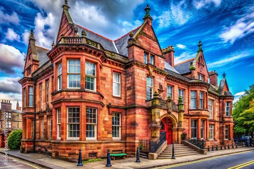 Stockbridge Library, Edinburgh: Red Sandstone Building, Hamilton Place, Scotland photo