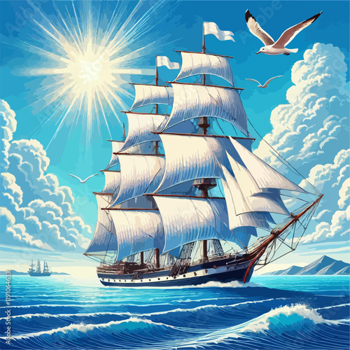 sailing ship in the sea