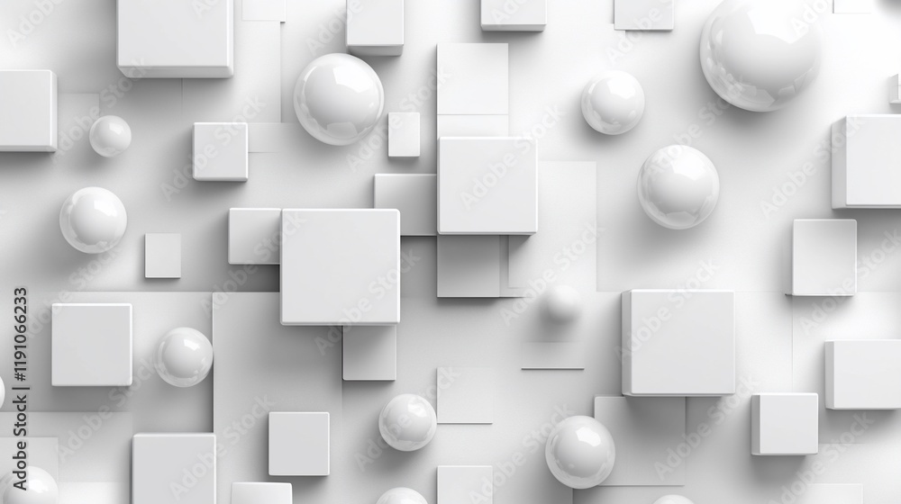 Abstract white cubes and spheres background. Abstract white cubes and spheres background.