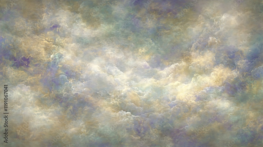 Fototapeta premium A Dreamlike Celestial Landscape Of Golden And Gray Clouds