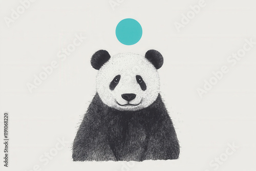 Panda with blue circle head photo