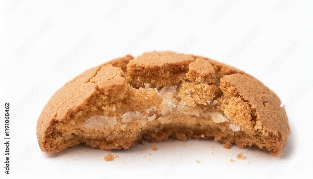 Close-Up View of a Broken Italian Amaretti Biscuit on White Background Close-Up View of a Broken Italian Amaretti Biscuit on White Background