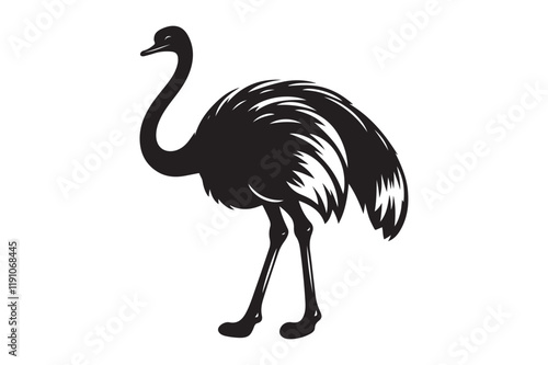 Minimal ostrich bird vector silhouette 