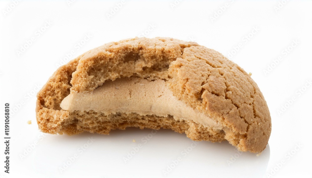 Close-Up View of a Broken Italian Amaretti Biscuit on White Background Close-Up View of a Broken Italian Amaretti Biscuit on White Background