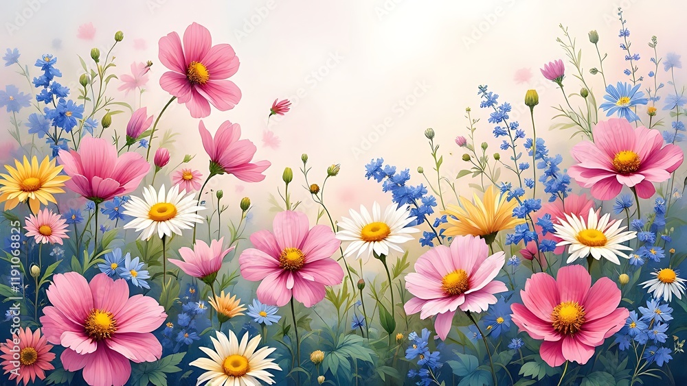 Meadow of wildflowers seamless texture. Meadow of wildflowers seamless texture.