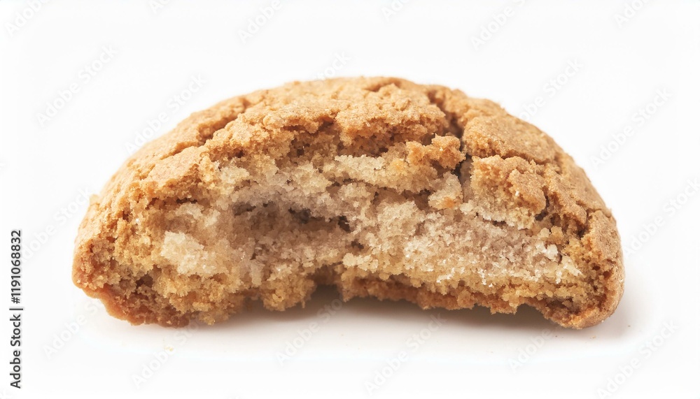 Close-Up View of a Broken Italian Amaretti Biscuit on White Background Close-Up View of a Broken Italian Amaretti Biscuit on White Background