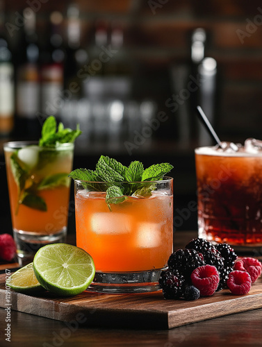 Refreshing cocktails served at a lively bar