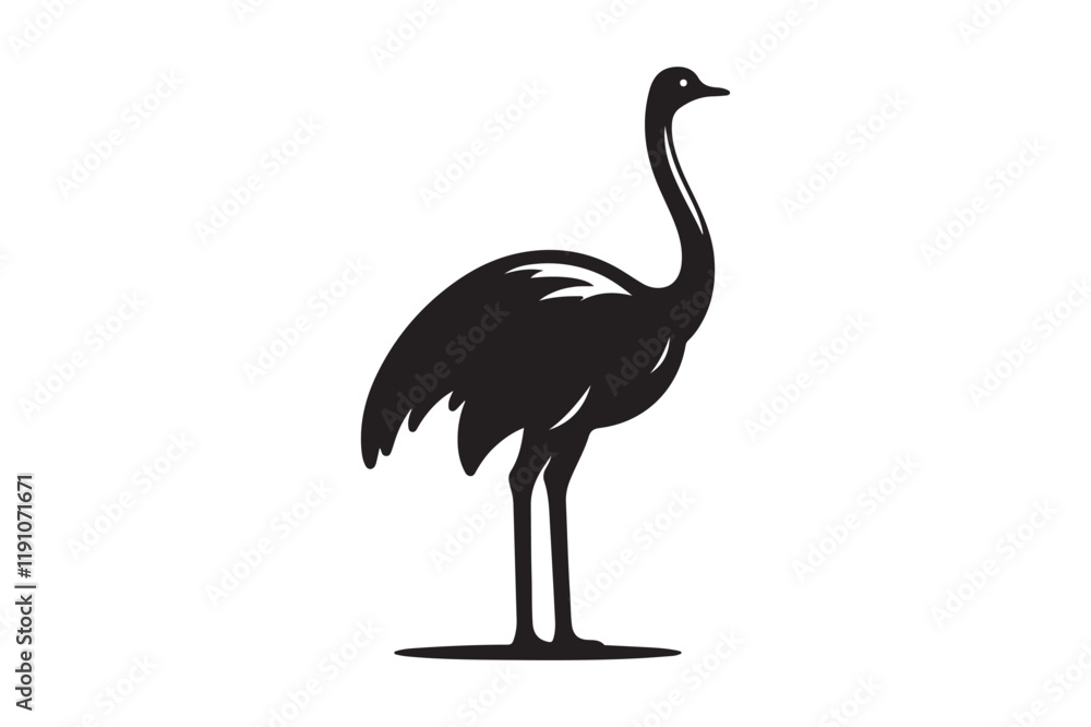 Minimal ostrich bird vector silhouette Minimal ostrich bird vector silhouette