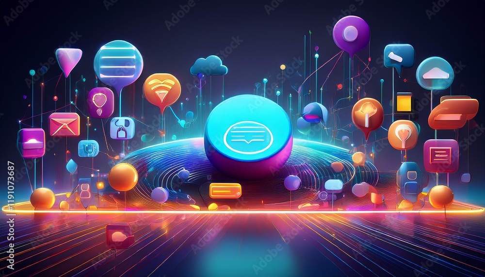 Obraz premium 3d render social media and technology 