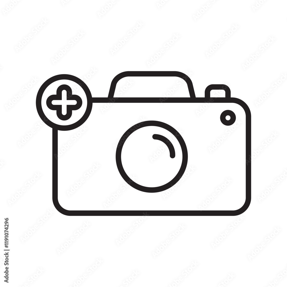 Illustration of plus sign on camera icon
Illustration of plus sign on camera icon