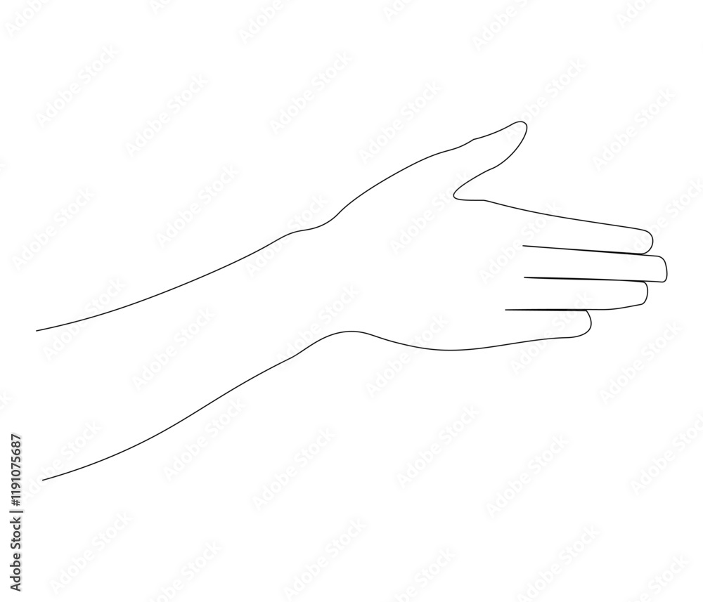 One continuous line drawing of human hand . Single line of human anatomy vector illustration One continuous line drawing of human hand . Single line of human anatomy vector illustration