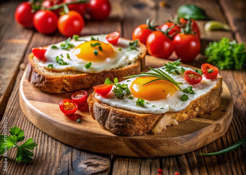 Sunny Side Up: Delicious Fried Eggs on Toast with Cherry Tomatoes & Herbs Sunny Side Up: Delicious Fried Eggs on Toast with Cherry Tomatoes & Herbs