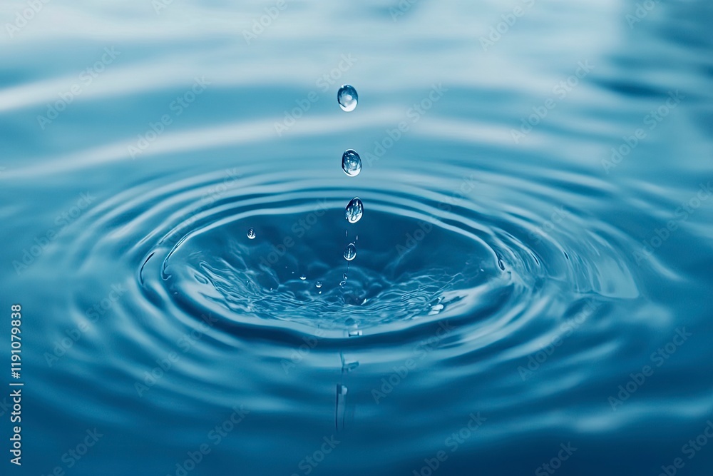 Water Drops on Blue Background. World Water Day Concept. Droplet Texture Surface. Environment Care. CSR, Corporate Social Responsibility or CSC, Corporate Social Contribution Water Drops on Blue Background. World Water Day Concept. Droplet Texture Surface. Environment Care. CSR, Corporate Social Responsibility or CSC, Corporate Social Contribution