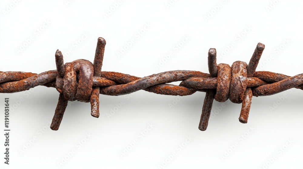 Rusty Barbed Wire Isolated on White Background for Design Use Rusty Barbed Wire Isolated on White Background for Design Use