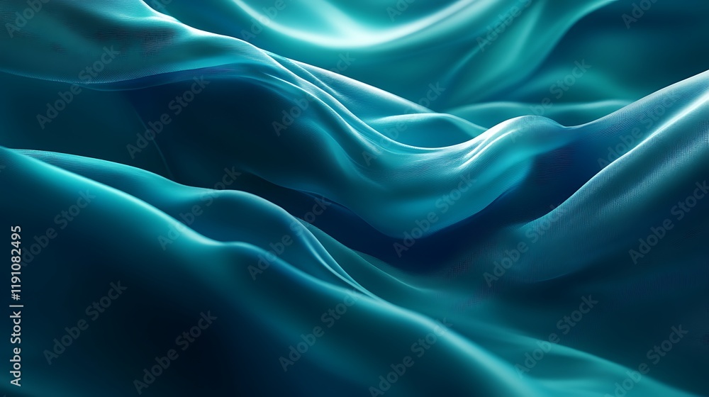 Fototapeta premium Teal Fabric Draped in Elegant Waves and Folds