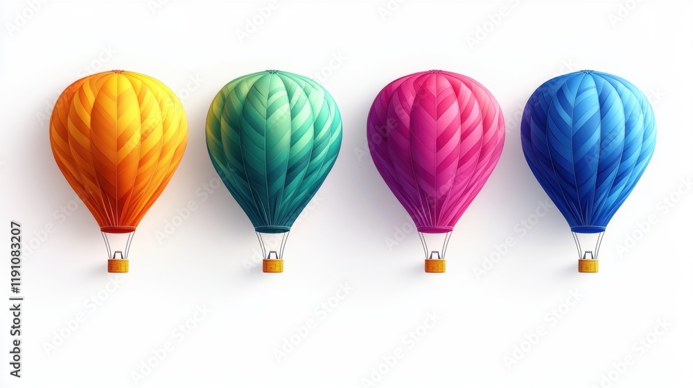 Colorful Hot Air Balloons Floating in a Bright Sky Background Colorful Hot Air Balloons Floating in a Bright Sky Background