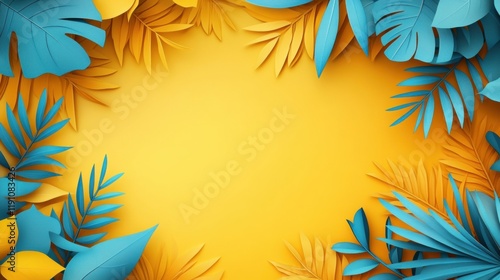 Wallpaper Mural Vibrant Tropical Leaves on Yellow Background for Creative Designs Torontodigital.ca