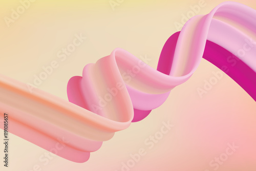 Yellow And Pink Liquid Waveform Swirl Background. Liquid Lines Flow Vector Illustration.