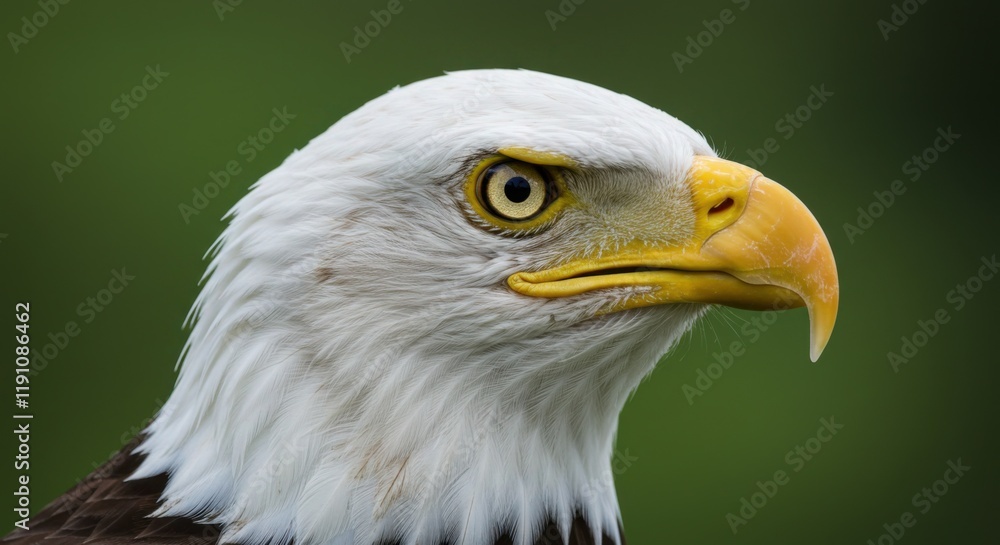 Close-up of a bald eagle's fierce gaze, with detailed textures and soft-focus background. Ideal for wildlife posters, educational materials, and inspirational themes Close-up of a bald eagle's fierce gaze, with detailed textures and soft-focus background. Ideal for wildlife posters, educational materials, and inspirational themes
