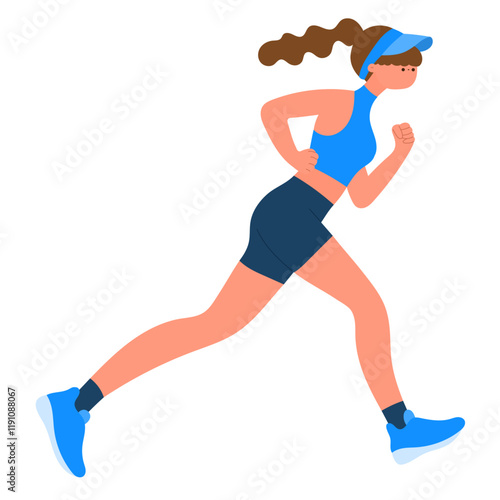 woman running athlete symbolizing strength and empowerment for international women’s day and equality flat vector illustration