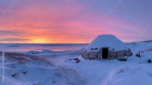 Wallpaper Mural Stunning Igloo at Sunrise in Arctic Landscape Torontodigital.ca