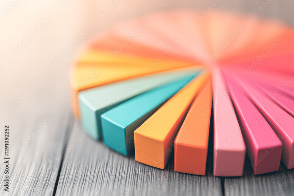 Obraz premium Colorful geometric shapes abstract art visual composition creative space close-up view modern design