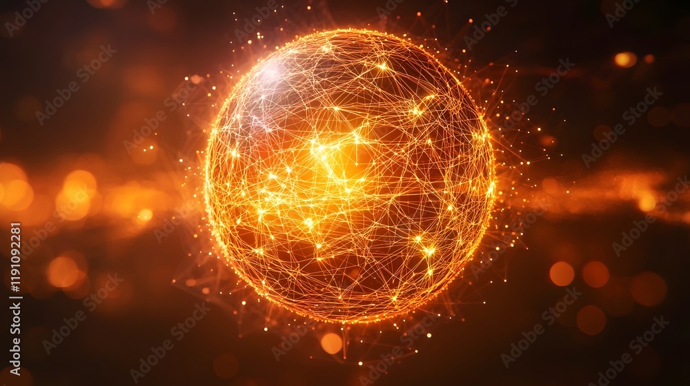Obraz premium Glowing illuminated spherical visualization representing the intricate connections and data flows within a futuristic advanced digital network or cybersystem
