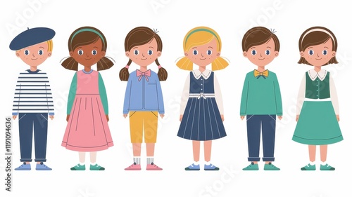 Diverse Children Wearing School Uniforms