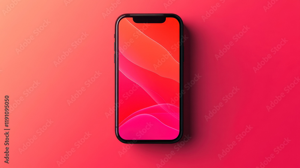 A modern smartphone on a vibrant pink background. A modern smartphone on a vibrant pink background.