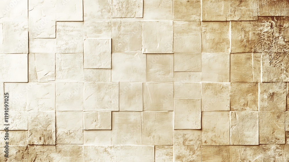 Obraz premium Beige Square Tile Wall Texture Background