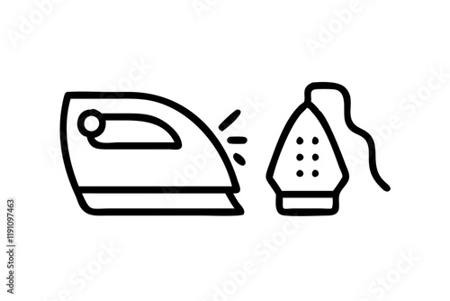 Silhouette Icon of Laundry and Iron Machine on a Clean White Background
