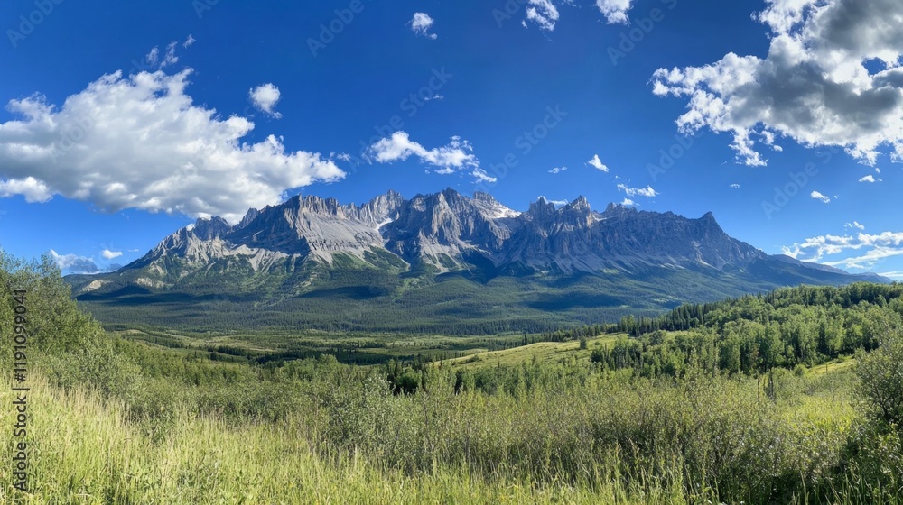 Fototapeta premium Majestic Mountain Range Under a Vibrant Sky