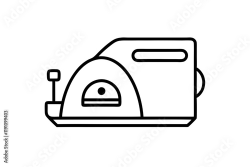 Silhouette Icon of Laundry and Iron Machine on a Clean White Background