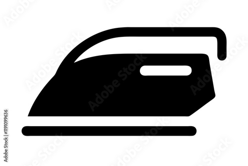 Silhouette Icon of Laundry and Iron Machine on a Clean White Background