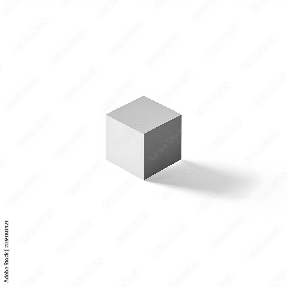 Gray Isometric Cube on White Background Simple Shape Minimalist Design Gray Isometric Cube on White Background Simple Shape Minimalist Design