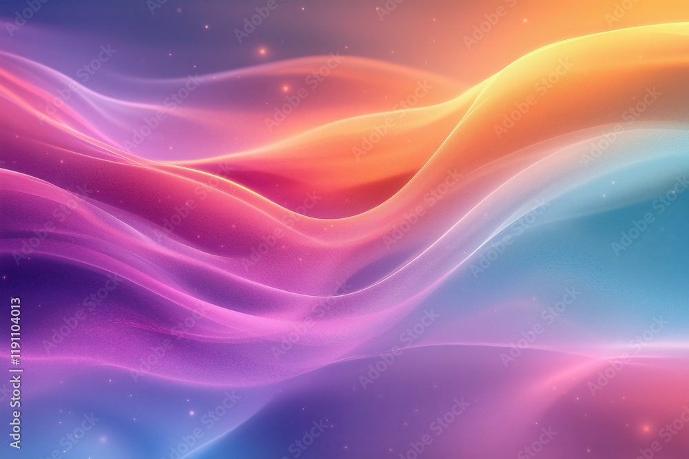 Smooth, colorful abstract waves are flowing seamlessly, creating a mesmerizing visual with sparkling particles enhancing the ethereal atmosphere Smooth, colorful abstract waves are flowing seamlessly, creating a mesmerizing visual with sparkling particles enhancing the ethereal atmosphere