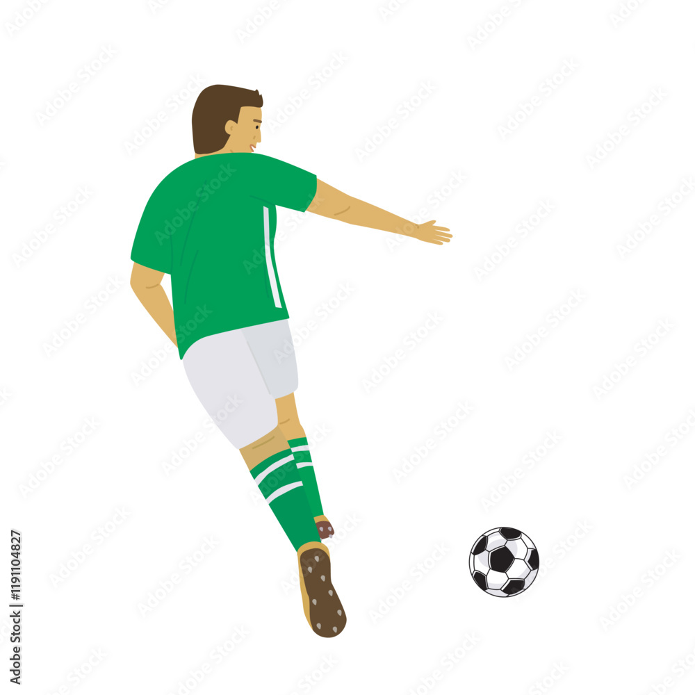 Football player character in action isolated on white background.
Football player character in action isolated on white background.