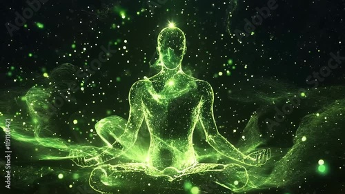 Mystical Energy Meditation Animation with Glowing Figure
