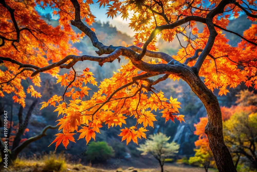 Texas Lost Maples State Natural Area Autumn Bigtooth Maple Tree Branch Orange Leaves Double Exposure Photography Texas Lost Maples State Natural Area Autumn Bigtooth Maple Tree Branch Orange Leaves Double Exposure Photography