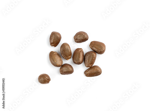 Cherimoya seeds isolated, Annona Cherimola pits, chirimoya stones or chirimuya fruit kernels on white photo