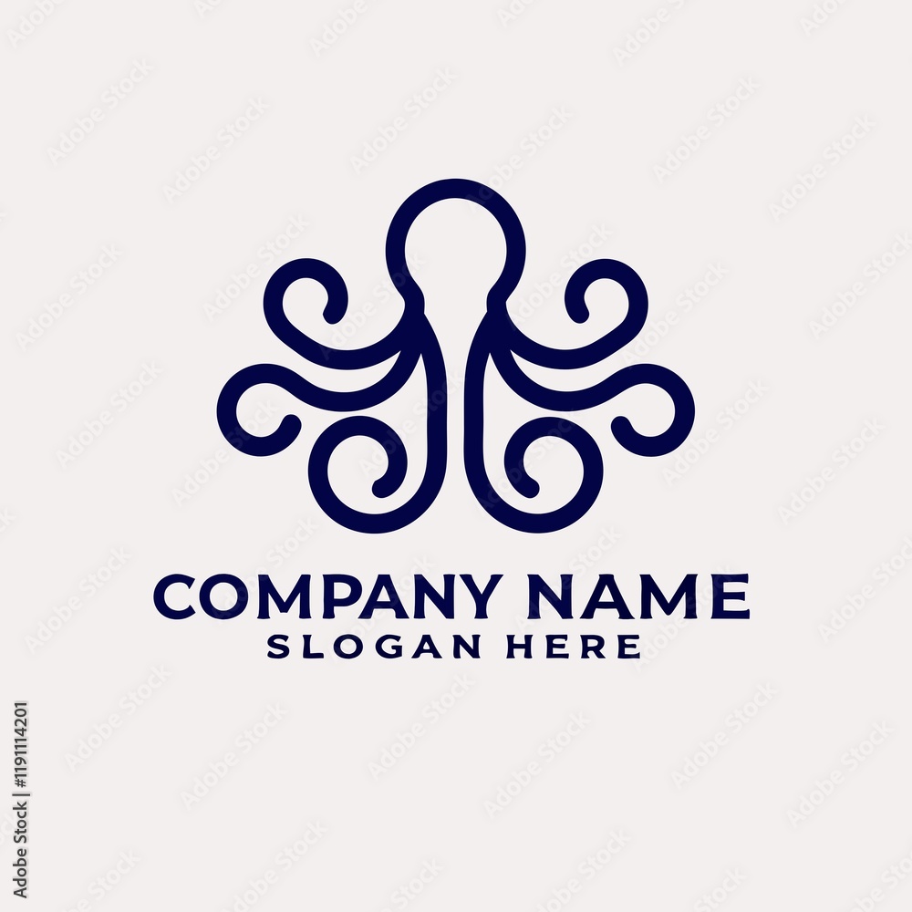 Fototapeta premium Navy blue octopus logo design