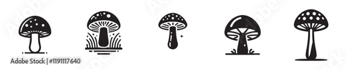 Vector collection of mushroom silhouettes
