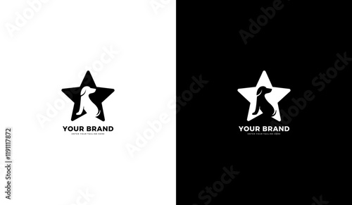 Dog star logo, dog star icon, pet dog symbol. Graphic vector illustration design