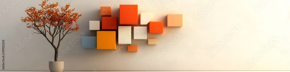 Vibrant Geometric Cube Display Minimalist 3D Rendered Wall Decor Featuring a Captivating Arrangement of Colorful Cubes and Blocks in a Contemporary Architectural Interior Setting Vibrant Geometric Cube Display Minimalist 3D Rendered Wall Decor Featuring a Captivating Arrangement of Colorful Cubes and Blocks in a Contemporary Architectural Interior Setting