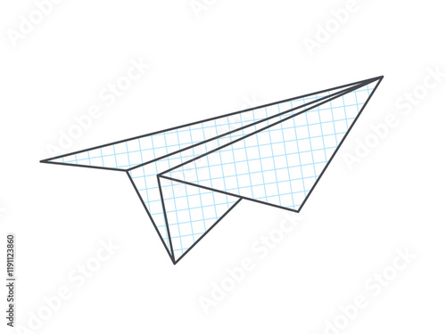 Checkered paper airplane. Vector illustration isolated on white background